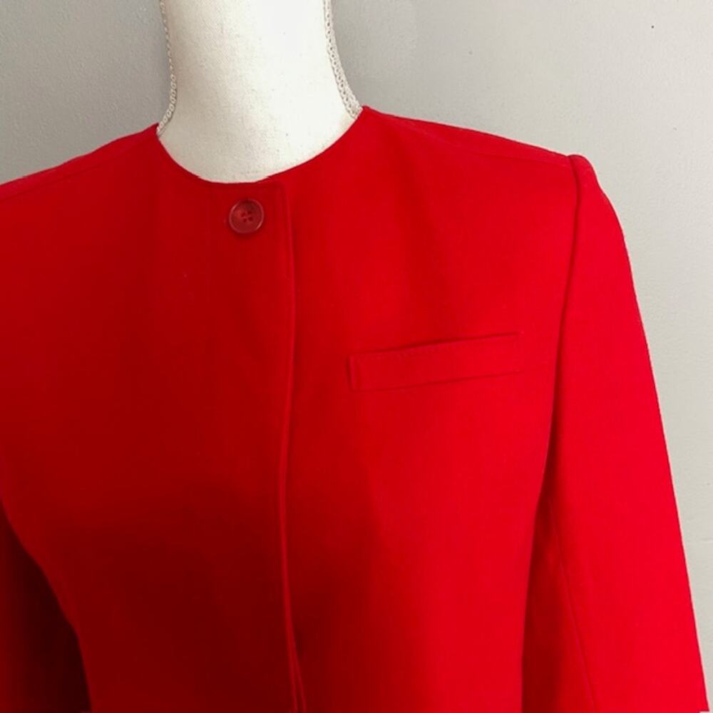 Pendleton Red Virgin Wool Cropped Jacket Blazer U… - image 5